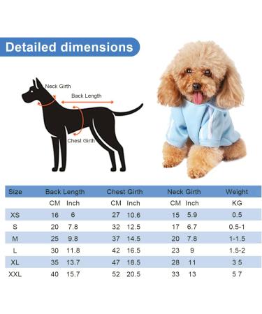 Warm Dog Clothes for Small Dogs | Chihuahua Hoodies & Sweaters | XS Light Blue Puppy Coat - Buy Online on GoSupps.com