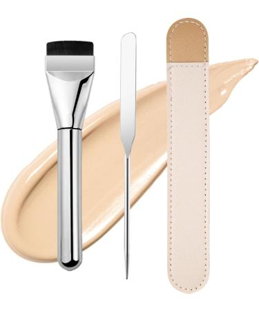 Skoulazeo Flat Concealer Brush - Aluminum Tube Liquid Makeup Brush Smooth Application Makeup Tool for Travel Business Trip Home Dormitory - Buy Online on GoSupps.com