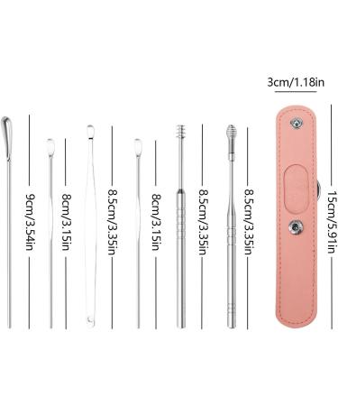Stainless Steel Ear Wax Removal Kit - 6pcs Earwax Cleaner with Storage Bag | Professional Tool for Ear Cleaning - Great Gift for Family & Friends | Adults and Kids - Pink - Buy Online on GoSupps.com