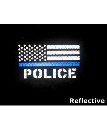 2x3.5 Reflective Thin Blue Line Police Flag Patch Rubber 2 Pcs with Hook-Fastener Backing - Buy Online on GoSupps.com