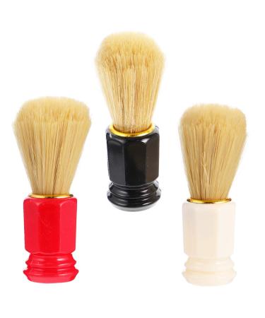 Frcolor 3 pieces Bart Razor brush Plastic handle Hair Razor Brazil Manual Razor Care Tool B rsten Bartbrush with stand for men Salon (black red white)