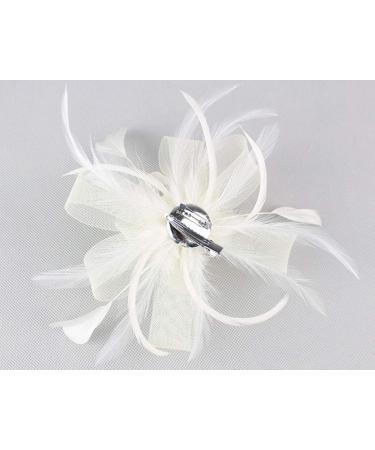 Z&X Ladies Fascinator - Elegant Wedding Derby Hat with Feather & Flower - Sinamay Pillbox Cocktail Tea Party Headband - One Size A-Beige - Buy Online on GoSupps.com