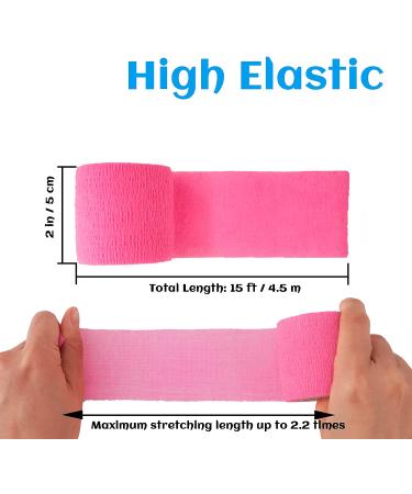 24 Rolls Pink Elastic Self Adhesive Bandage Wrap - 2 x 5 Yards - Ideal for Ankle Sprains, Swelling, and Sports Injuries - Breathable and Flexible Fabric - Non Woven Cohesive Bandage for Dogs, Pets, and Veterinary Use - Hot Pink - Buy Online on GoSupps.com
