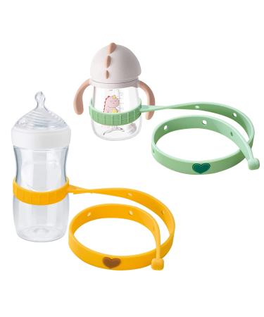 IAEUAEO Bottle Holder for Baby Self Feeding 2PK Sippy Cup Strap Leash Tether Food Grade Silicone Toy Straps Keep Bottles and Sippy Cups Off The Floor