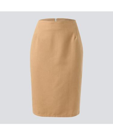 Women's Elegant A-Line Ball Dress - Casual Elastic Knee-Length Skirt in Khaki | Stylish & Comfortable Leisure Skirt for Every Occasion - Buy Online on GoSupps.com