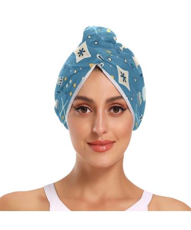 Candles Hair Towel 2 Pack Super Absorbent Hair Drying Towel Quick Dry Hair Turbans Head Towel with Button Twisty Wrap for Women Girls