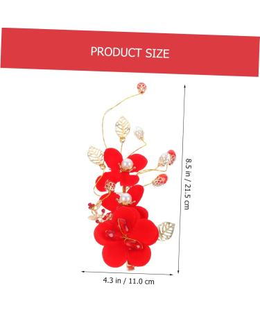 Angoily Red Flower Hair Clip Hair Jewels for Women Bridal Hair Headpiece Bridal Hairpin Bridal Headpiece Flower Side Hair Clips Hair Pin Red Crystal Lace Pearl Flower Bridesmaid - Buy Online on GoSupps.com