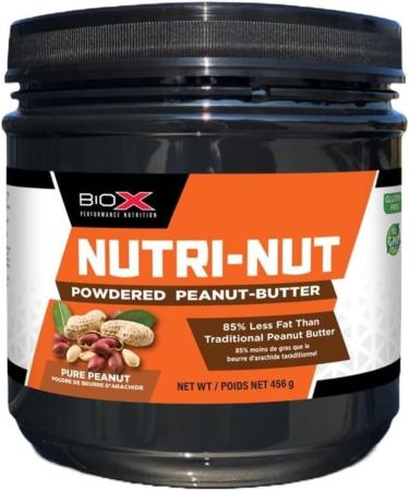 BioX Nutri-Nut Powdered Peanut Butter | Delicious Low Calorie Powdered Peanut Butter with 5g Protein Low Sugar & Low Fat | No Artificial Flavours Or Sweeteners Non-GMO & Gluten Free (Pack of 1 Plain) Plain 456 g (Pack of 1)