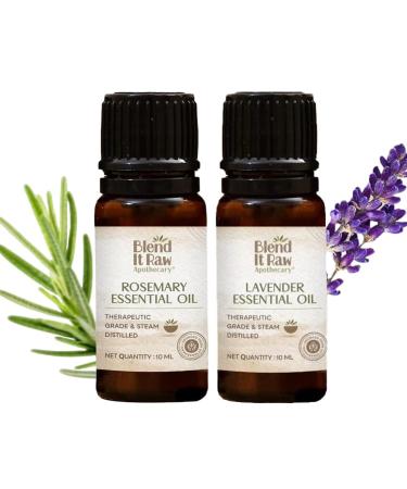 BEMT Rosemary & Lavender Essential Oils Set 10ml Each | Pure & Natural Aromatic Oils | Steam-Distilled | Ideal for Diffusers DIY Blends & Topical Aromatherapy