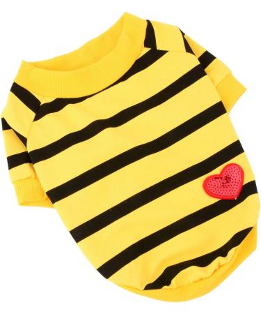 Buy Paidful Striped Dog Shirt for Small & Medium Dogs | Breathable Summer Vest with Red Heart | Perfect for Puppies Chihuahuas & Yorkies | Dark Yellow - International Shipping Available - Buy Online on GoSupps.com