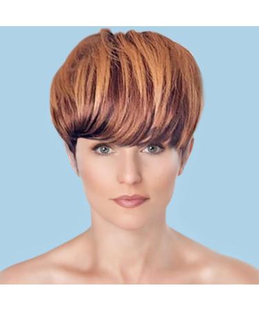 Synthetic Hair Bundles Button Women's Fluffy Black Gradient Brown Wig Fluffy Lifelike Short Straight Hair Cap Lace Front Wigs And One Size Gold - Buy Online on GoSupps.com