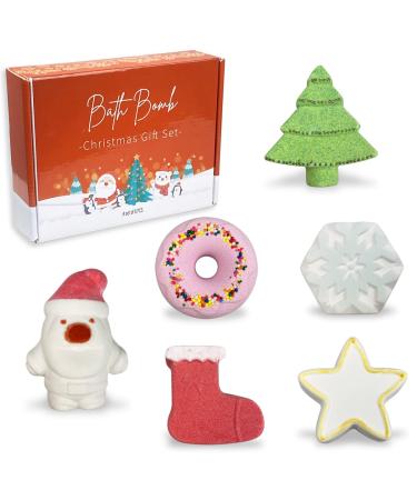 QINGQIU 6 Pack Christmas Bubble Bath Bombs Gifts for Kids Girls Boys Women Christmas Stocking Stuffers