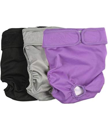 Petmia Washable Diapers for Dogs | Hygiene Underpants for Dogs in Heat | 5 Sizes XS to XL | 3-Pack Beige Black Purple - Buy Online on GoSupps.com