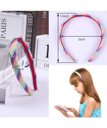 Girls Rainbow Headbands - 8 Pcs Sequin Heart Mermaid Hairbands Set - Buy Online on GoSupps.com