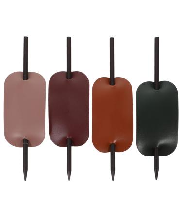 Lurrose leather hair clip with stick 4 pieces oval faux leather hairpin leather wood hair clips slide barrette ponytail holder for hair - Buy Online on GoSupps.com