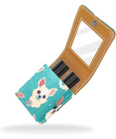 Travel Lipstick Organizer Case | Portable Makeup Bag with Mirror | Bow Chihuahua Dog Design - Shop Now - Buy Online on GoSupps.com