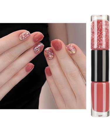 Pink Nail Polish Quick Dry 2 in 1 Glitter Nail Polish Set No Need Cure Nail Varnishes Glossy Finish Long Lasting Easy to Apply DIY Nail Art Manicure at Home Salon Gift for Girls & Women - Buy Online on GoSupps.com