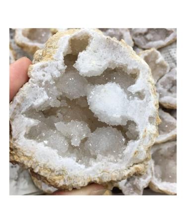 Natural Crystal Rough Natural White Agate Geode Slice Quartz Crystal Cluster MineralsCrystal Home Decoration for Decoration Stone Generator HOMEZHOU 2pcs