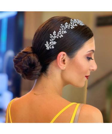 Jorsnovs Shiny Cubic Zirconia Wedding Bridal Hairband | CZ Tiara Headwear for Women - E-Silver - Buy Online on GoSupps.com