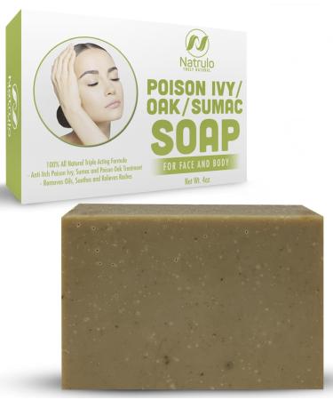 Natrulo Poison Ivy Soap Bar - All Natural Poison Ivy Treatment - Anti-Itch Skin Cleanser Bar for Poison Ivy, Poison Oak & Sumac - Removes Oils, Soothes & Relieves Rashes - 4 oz Bar Made in USA