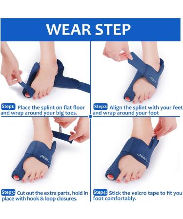 Bunion Corrector Splint Toe Separator Pads Orthopedic Pain Relief Kit - Night Support with Free Blue Protector Sleeves - Buy Online on GoSupps.com