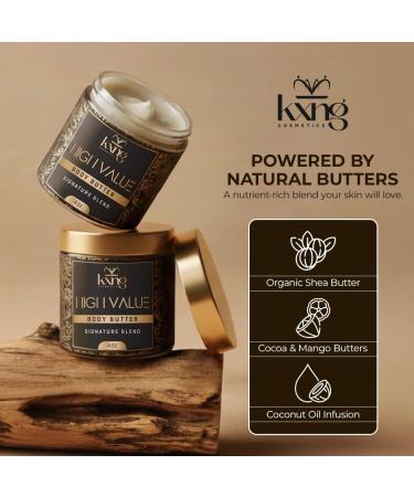 KXNG Cosmetics Shea Body Butter Cream Bundle 2 x 4oz | Organic Body Butter for Men & Women with Shea Cocoa Mango & Coconut Oil | Deep Moisturizing Cream for Dry Skin Hands Feet & All Skin Types - Buy Online on GoSupps.com