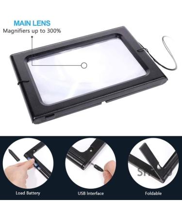3X Magnifying Glass with LED Light Rectangular Handheld Magnifier Reading Magnifying Glass Foldable Reading Loupe Desktop for Elder Kids Vision - Buy Online on GoSupps.com