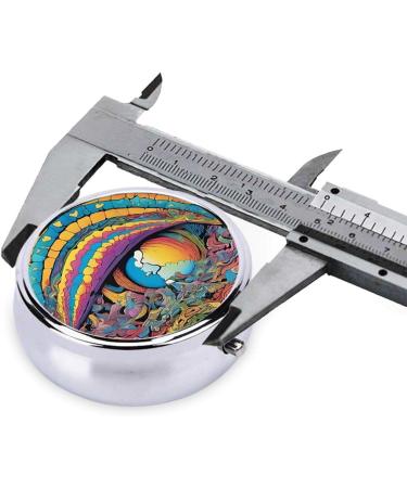 Abstract Mushroom Colorful Mandala Round Pill Box - 3 Compartment Mini Travel Organizer for Vitamins & Medicine - Buy Online on GoSupps.com