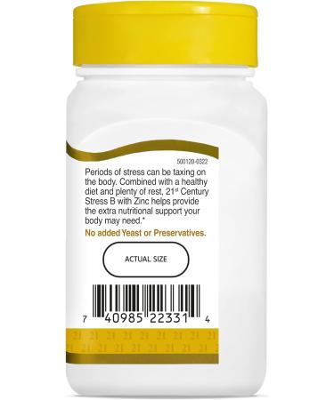 21st Century Stress B with Zinc Tablets 66 Count - Pack of 3 | Natural Stress Relief Formula - Buy Online on GoSupps.com