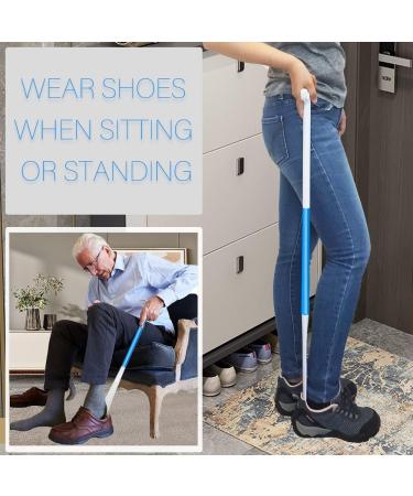 Handled Shoe Horn Dressing Stick Sock Remover Aid Helper Adjustable Dressing Aid for Shoes Socks Shirts Pants Shoe Horn Long Handle for Seniors - Buy Online on GoSupps.com