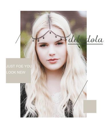 Deladola Boho Crystal Black Rhinestone Head Chain - Festival Hair Jewelry for Women - Buy Online on GoSupps.com
