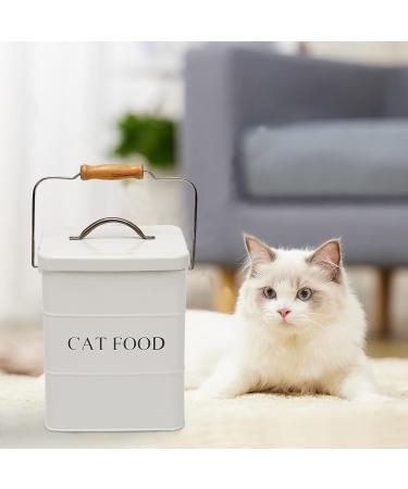 Geyecete Cat Treats & Food Storage Tin with Lid and Spoon - White - Buy Online on GoSupps.com