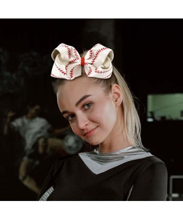 Jumbo Baseball Cheer Bow Clips - Glitter Leather Softball Hairbow Barrettes for Girls | Cheerleading Accessories for Teens & Toddlers - Buy Online on GoSupps.com
