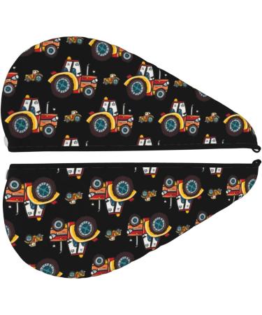 Buy Cartoon Tractor Microfiber Hair Towel - Super Absorbent Coral Velvet Wrap for Long Curly & Thick Hair - Fast International Shipping - Buy Online on GoSupps.com