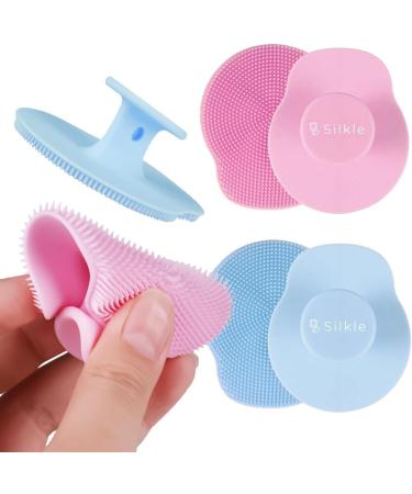 Silicone Face Scrubber - Exfoliating Facial Brush for Skin Cleansing and Scrub - Gentle Silicone Exfoliator and Cleanser - Facial Care Tool for a Fresh and Renewed You - 2 Pack - Pink & Blue