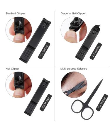 ZIZZON 12-in-1 Manicure Pedicure Set - Professional Grooming Kit for Men and Women, Ideal Gift for Partner, Parents, Elderly - Black-Red - Buy Online on GoSupps.com