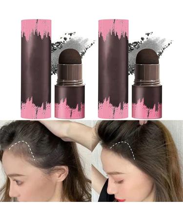 Hairline Powder Stick, 2PCS Hair Shadow Powder Root Touch Up Powder, Waterproof Hair Shading Sponge Pen Hair Filler Powder for Cover Gray Hair Root, Hair Touch-Up, Thin Hair(Black)