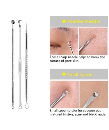 9PCS Blackhead Remover Comedone Extractor Kit with Tweezers and Free Eyebrow Brush - Buy Online on GoSupps.com