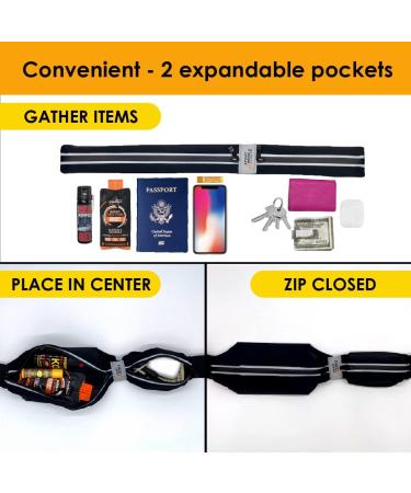 WATER-RESISTANT Running Belt for Men and Women | Reflective Phone Holder | Fits Most Cell Phones | Running Waist Pack and Money Belt - Black - Buy Online on GoSupps.com