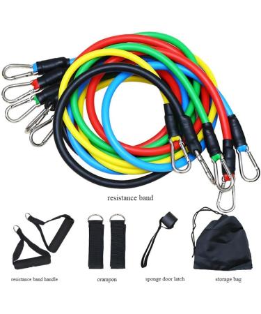 Ultimate PowerFit Resistance Bands Set - 5 Colors & Levels | 11-Piece Fitness Training Kit with Metal Hooks & Foam Grips - Ideal for International Shipping & Fitness Enthusiasts - Buy Online on GoSupps.com