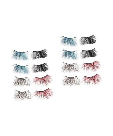 minkissy 3d Stickers 8 Pairs Fake Eyelashes Makeup Eye Stickers Cosplay Party Eyelashes Eye Lashes Extension Tools Thick Cross Eyelashes Puffy Stickers Lash Tool Halloween False Eyelash 3