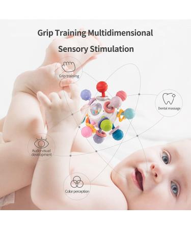Sensory Teething Toy for Babies 0-18 Months - White Teething Ball Rattle & Grasping Activity Toy for Boys and Girls - Buy Online on GoSupps.com