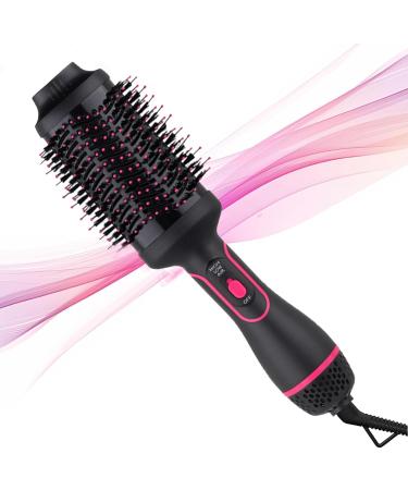 Torchtree Hair Dryer Brush Hot Air Brush for Fast Drying Hair Dryer and Styler for Salon Results Negative Ionic Curler Straightening Comb 4 in 1 Hot Air Styling Brush (Black Red) Black 1 Count (Pack of 1)