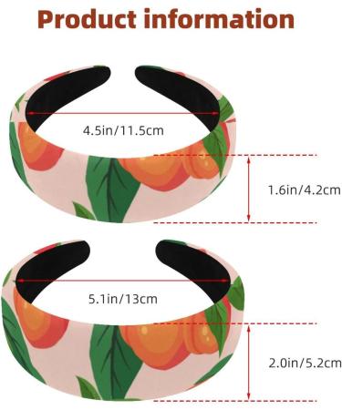 2 Pieces Headbands Women Hair Head Bands Fruit Peach Tree Pattern Painted Non Slip Thick Padded Hairband Hair Band Hoops Vintage Thick Hair Wrap Multi-colored 7 - Buy Online on GoSupps.com