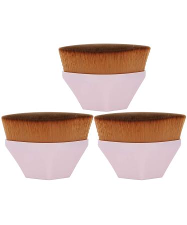 Makeup Brushes 3Pcs Foundation Brushes for Makeup Setting for Micro Baking(Pink)