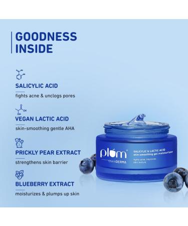 Plum Salicylic & Lactic Acid Gel Moisturizer - Hydrating & Skin-Smoothing | 100% Vegan | 50g | International Shipping - Buy Online on GoSupps.com