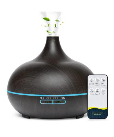 Essential Oil Diffusers for Home, 550ml Aromatherapy Diffuser for Essential Oils Large Room, Strong Cool Mist Air Humidifier with 4 Timer, Mini Control, 15 Colors Light Mode, Auto-Off, Gifts for Women Dark Wood Grain