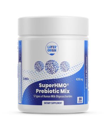 Layer Origin SuperHMO Prebiotic Mix with 5-HMO Prebiotic Fiber for Gut, Digestion, Brain Health - Powder, 28 Servings