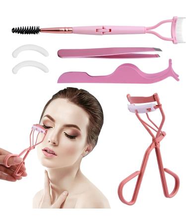 Eyelash Curler Set with Comb & Tweezers - Professional Lash Tools with 2 Refill Pads (Pink) for Volumizing Lift | Worldwide Shipping - Buy Online on GoSupps.com