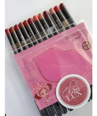 Glam Lux Italia Deluxe Ultra Fine Lip Liners Set of 12 Bundle with Hydrating Face Mask - Buy Online on GoSupps.com
